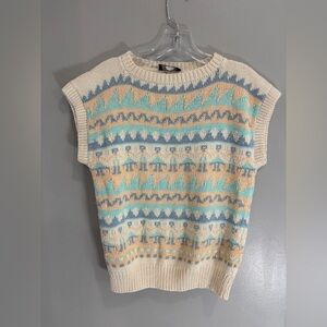 La vicuna Yellow Knitwear Vest Made in Peru Hand Knit Unisex Cotton Small VTG